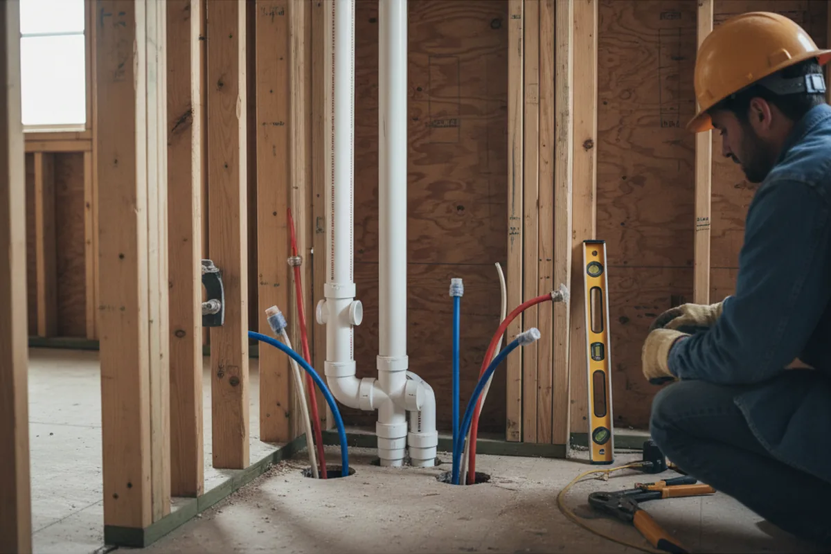 Drain and supply rough-in during Garbage Disposal Repair in Fredericksburg