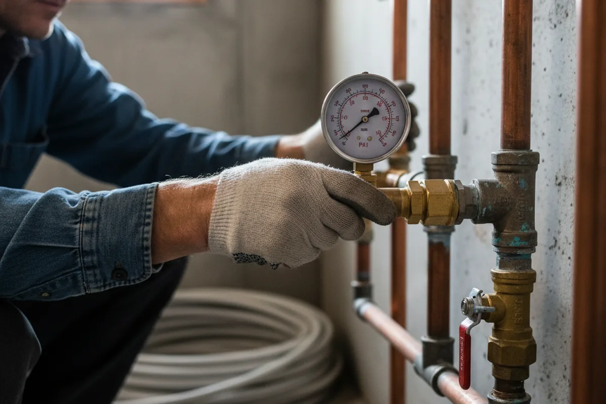 Pressure testing a repaired line during Water Line Repair in Fredericksburg